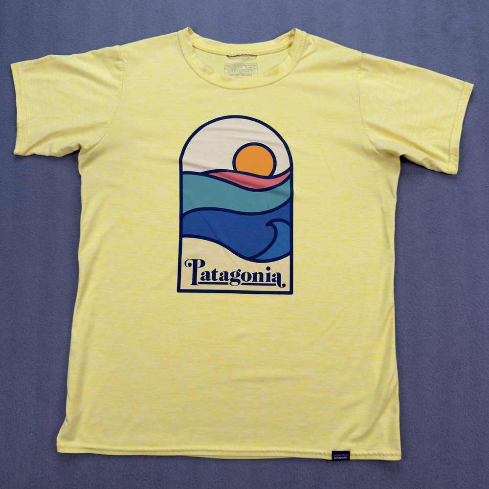 Patagonia Capilene Cool Daily Graphic Shirt Small Yellow Performance Tee